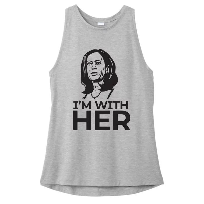 Im With Her 2024 Vote President Kamala Harris Election Meme Ladies Tri-Blend Wicking Tank