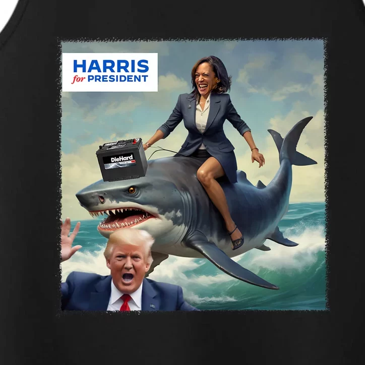 IM With Her Funny Kamala Riding A Shark 2024 President Beat Trump Performance Tank