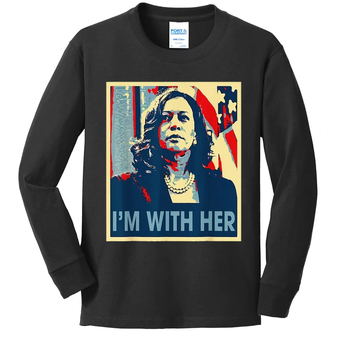 IM With Her Kamala Vote For 2024 President Kamalaharris Kids Long Sleeve Shirt