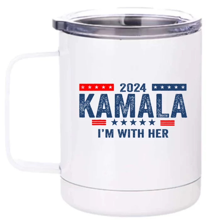 IM With Her Kamala Vote For 2024 President Front & Back 12oz Stainless Steel Tumbler Cup