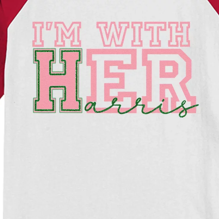 IM With Her Kamala Vote For 2024 President Kamalaharris Gift Kids Colorblock Raglan Jersey