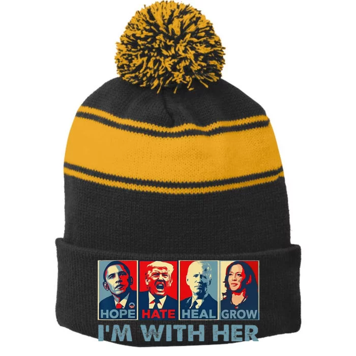 IM With Her Kamala Vote For 2024 President Kamala Harris Stripe Pom Pom Beanie