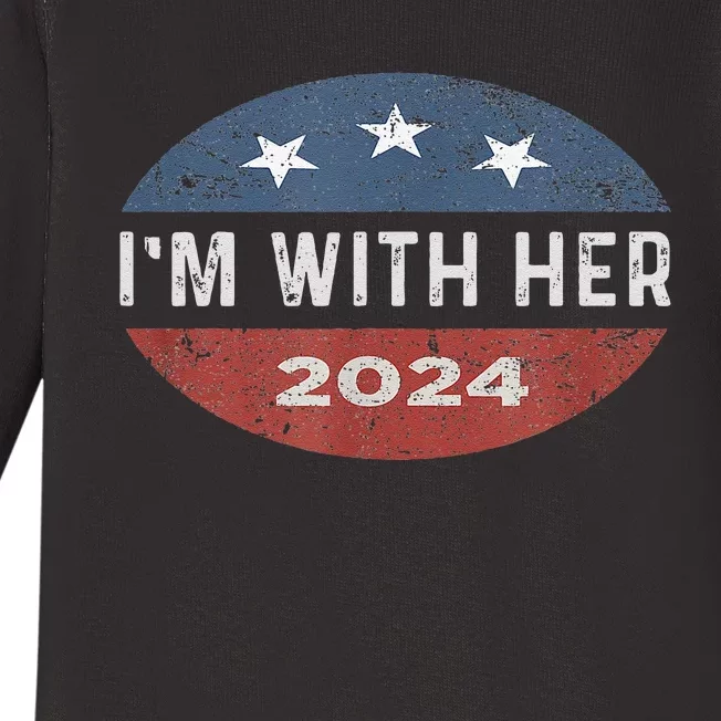 IM With Her Kamala Vote For 2024 President Kamala Harris Baby Long Sleeve Bodysuit