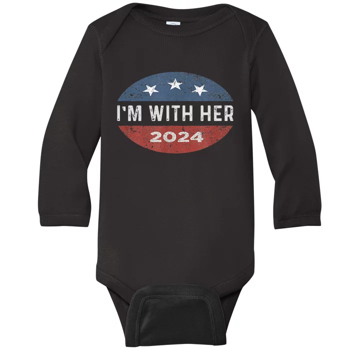 IM With Her Kamala Vote For 2024 President Kamala Harris Baby Long Sleeve Bodysuit