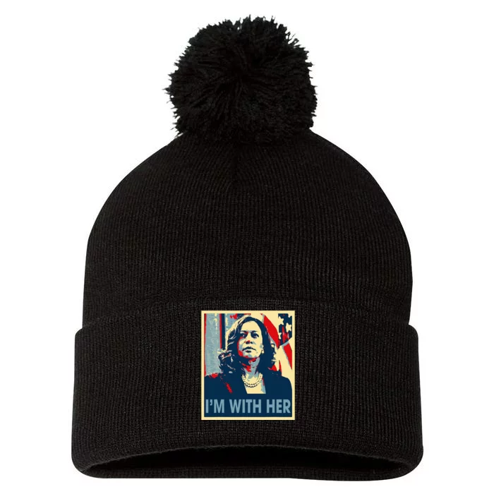 IM With Her Kamala Vote For 2024 President Kamalaharris Pom Pom 12in Knit Beanie