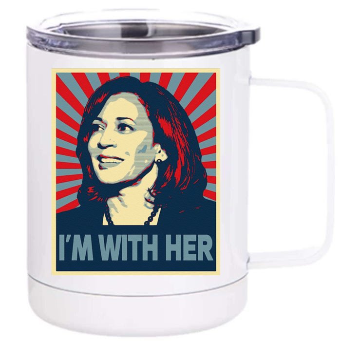 IM With Her Kamala Vote For 2024 President Kamala Harris Front & Back 12oz Stainless Steel Tumbler Cup