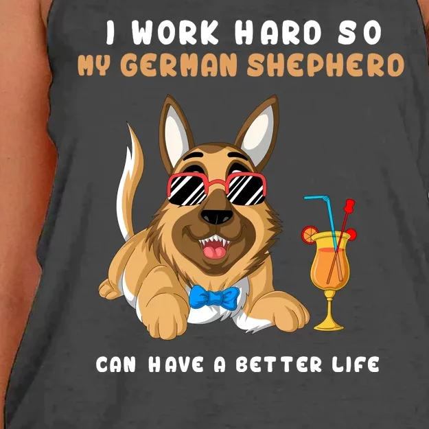 I Work Hard So My German Shepherd Can Have A Better Life Women's Knotted Racerback Tank