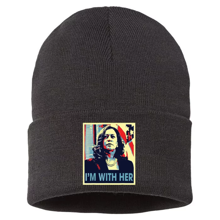 Im With Her Kamala Vote For 2024 President Kamala Harris Sustainable Knit Beanie