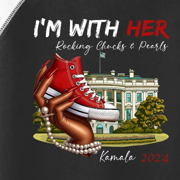 IM With Her Chucks & Pearls Kamala 2024 Toddler Fine Jersey T-Shirt