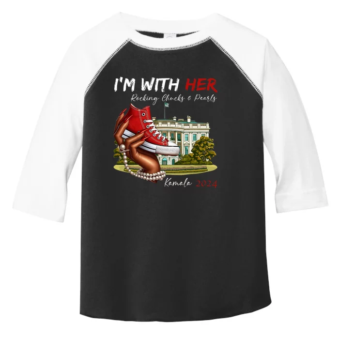 IM With Her Chucks & Pearls Kamala 2024 Toddler Fine Jersey T-Shirt