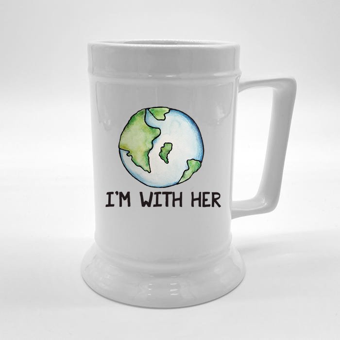 I'm With Her Earth Day Earthy Sciences Front & Back Beer Stein