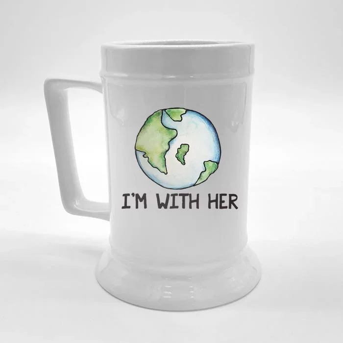 I'm With Her Earth Day Earthy Sciences Front & Back Beer Stein