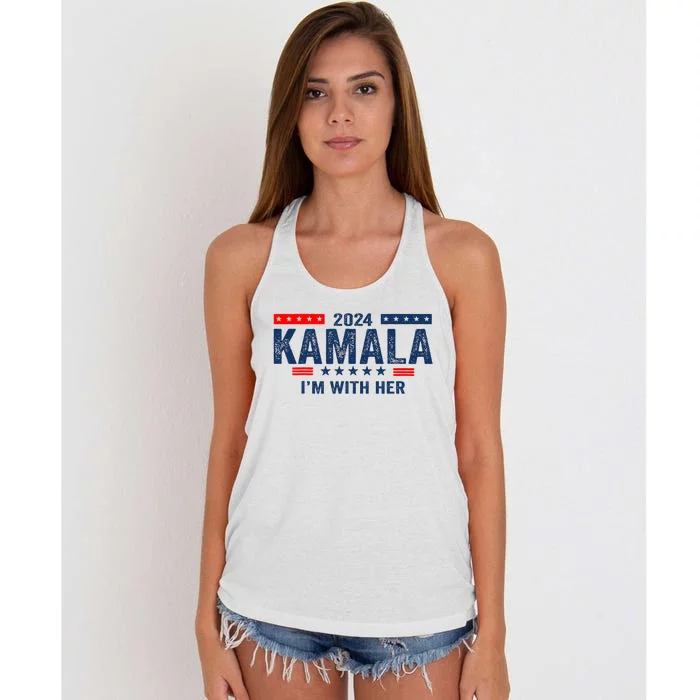 IM With Her Kamala Vote For 2024 President Kamala Harris Women's Knotted Racerback Tank