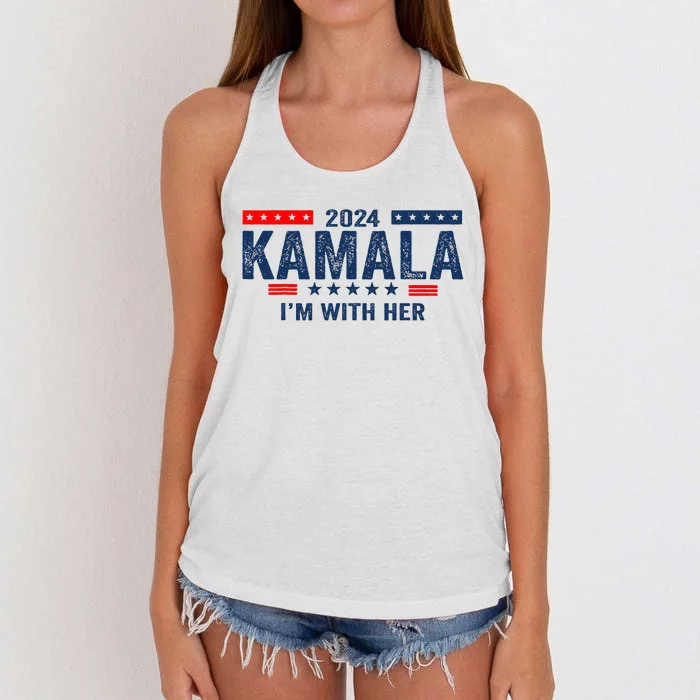 IM With Her Kamala Vote For 2024 President Kamala Harris Women's Knotted Racerback Tank