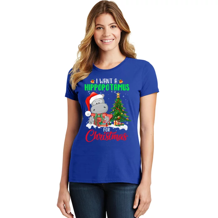 I Wants Hippopotamus For Christmas Xmas Hippos For Zoologist Meaningful Gift Women's T-Shirt