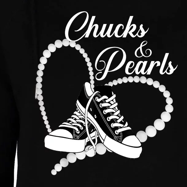 Im With Her Kamala 2024 Heart Chucks And Pearls 2024 Gift Womens Funnel Neck Pullover Hood