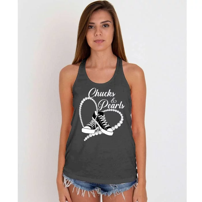 Im With Her Kamala 2024 Heart Chucks And Pearls 2024 Gift Women's Knotted Racerback Tank