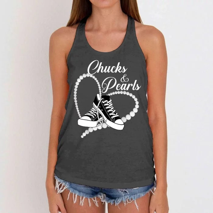 Im With Her Kamala 2024 Heart Chucks And Pearls 2024 Gift Women's Knotted Racerback Tank