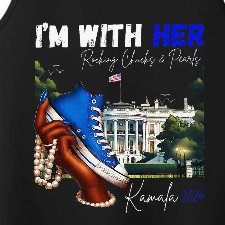 IM With Her Rocking Chucks & Pearls Kamala 2024 Gift Performance Tank