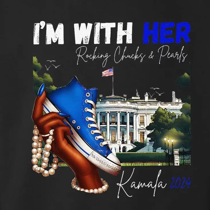 IM With Her Rocking Chucks & Pearls Kamala 2024 Gift Toddler Hoodie