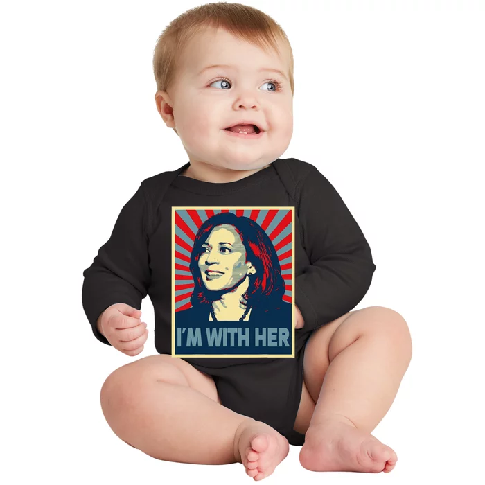 IM With Her Kamala Vote For 2024 President Kamalaharris Baby Long Sleeve Bodysuit