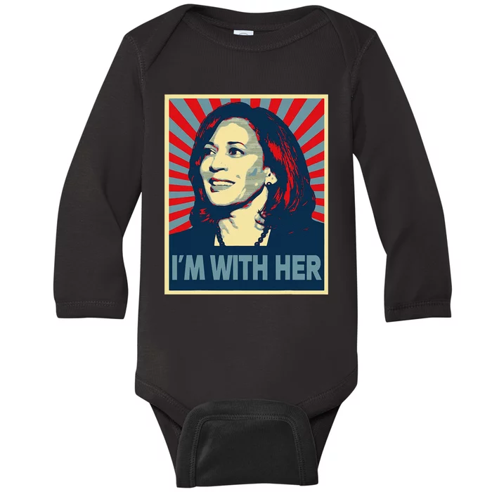 IM With Her Kamala Vote For 2024 President Kamalaharris Baby Long Sleeve Bodysuit