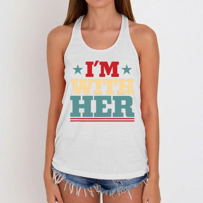 I’M With Her Presidential Election 2024 Harris Walz Democrat Tank Top Women's Knotted Racerback Tank