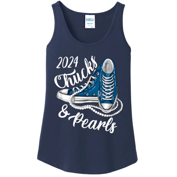 IM With Her Chucks And Pearls 2024 Kamala Election Sneakers Ladies Essential Tank