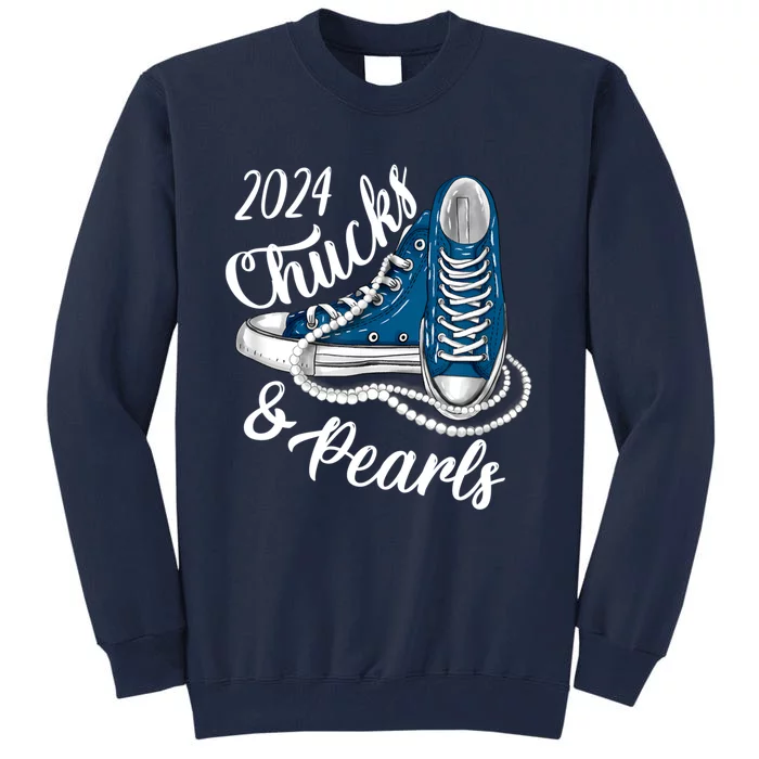 IM With Her Chucks And Pearls 2024 Kamala Election Sneakers Tall Sweatshirt