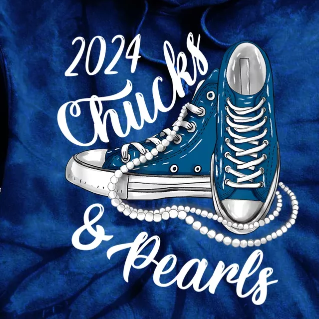 IM With Her Chucks And Pearls 2024 Kamala Election Sneakers Tie Dye Hoodie