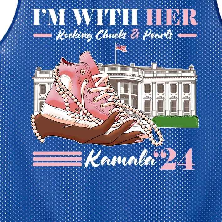 Im With Her Rocking Chucks And Pearls Kamala Harris 2024 Election Mesh Reversible Basketball Jersey Tank