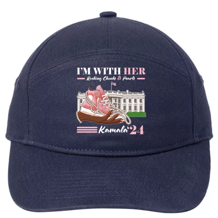 Im With Her Rocking Chucks And Pearls Kamala Harris 2024 Election 7-Panel Snapback Hat