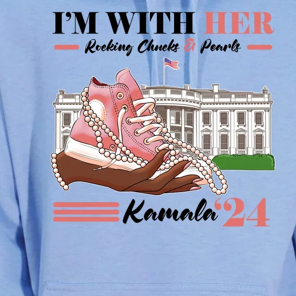 Im With Her Rocking Chucks And Pearls Kamala Harris 2024 Election Unisex Surf Hoodie