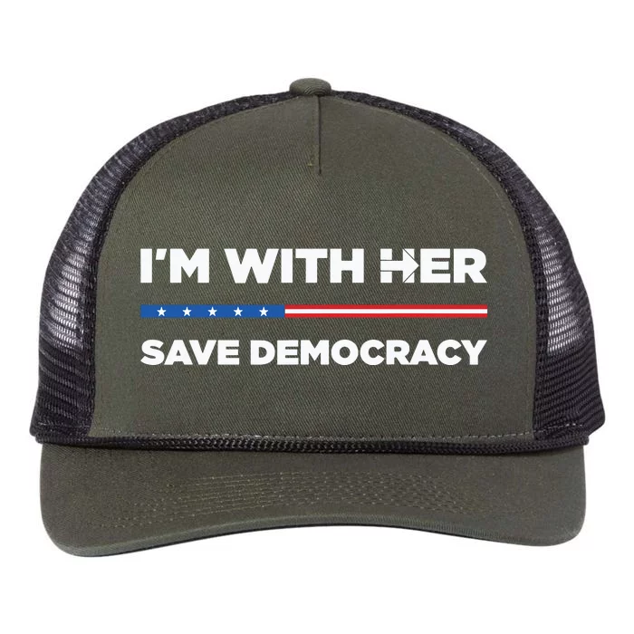 Im With Her Save Democracy 2024 President Retro Rope Trucker Hat Cap