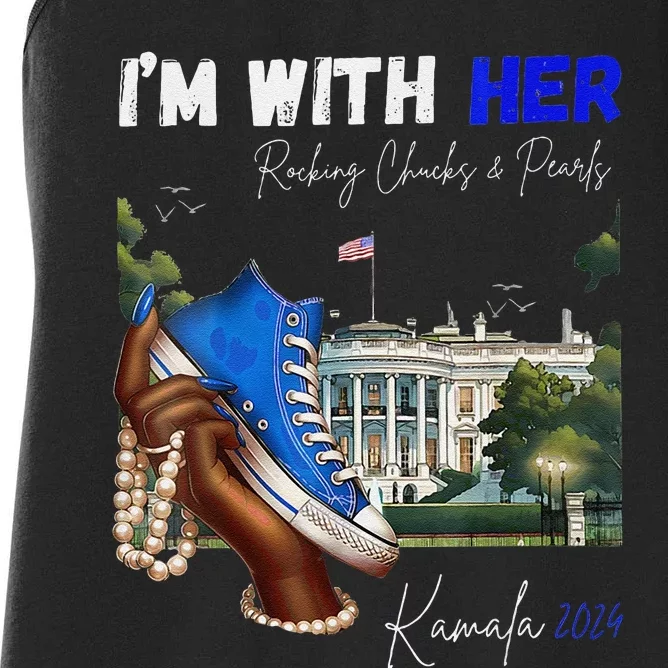 IM With Her Rocking Chucks & Pearls Kamala 2024 Women's Racerback Tank