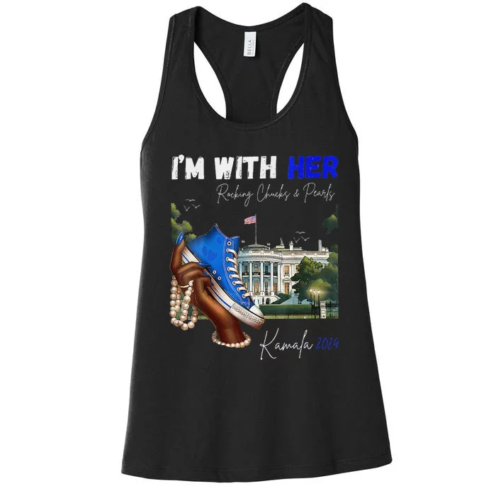 IM With Her Rocking Chucks & Pearls Kamala 2024 Women's Racerback Tank