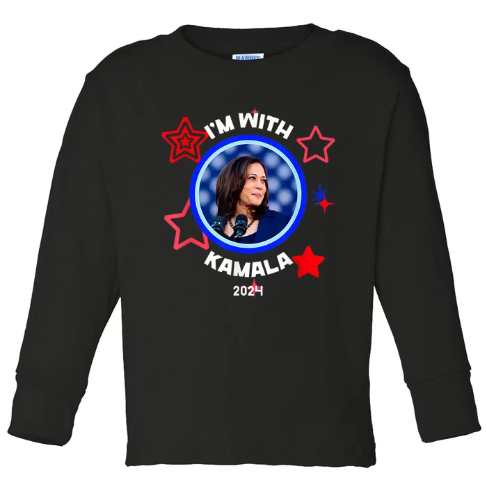 IM With Her Kamala Vote For 2024 President Kamala Harris Toddler Long Sleeve Shirt