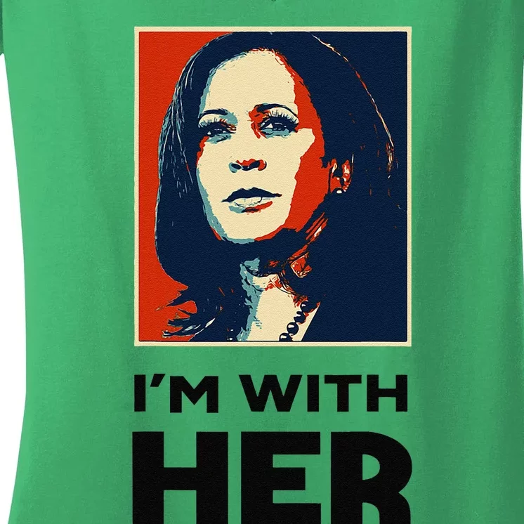 IM With Her 2024 Vote President Kamala Harris Election Meme Women's V-Neck T-Shirt