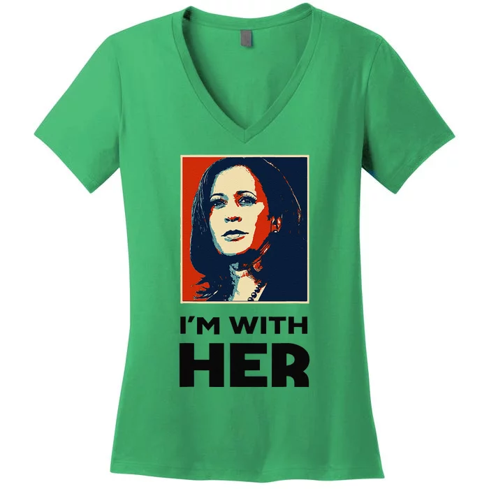 IM With Her 2024 Vote President Kamala Harris Election Meme Women's V-Neck T-Shirt