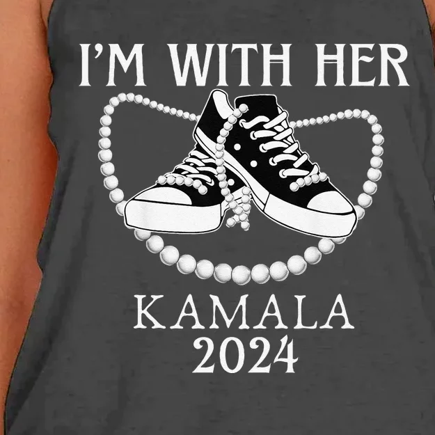 IM With Her Kamala Chucks And Pearls Election 2024 Women's Knotted Racerback Tank