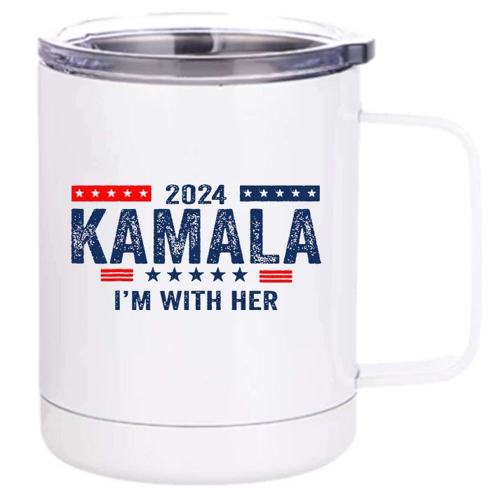 Im With Her Kamala Vote For 2024 President Kamala Harris Front & Back 12oz Stainless Steel Tumbler Cup