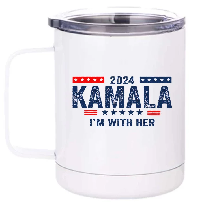 Im With Her Kamala Vote For 2024 President Kamala Harris Front & Back 12oz Stainless Steel Tumbler Cup