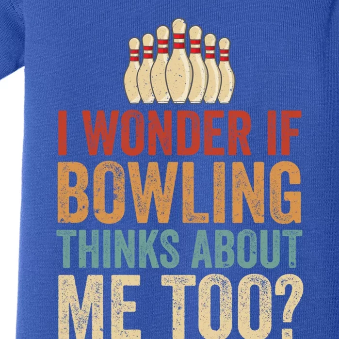 I Wonder If Bowling Thinks Of Me Funny Meme Team Dad Mom Gift Baby Bodysuit