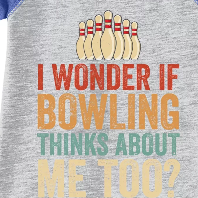 I Wonder If Bowling Thinks Of Me Funny Meme Team Dad Mom Gift Infant Baby Jersey Bodysuit