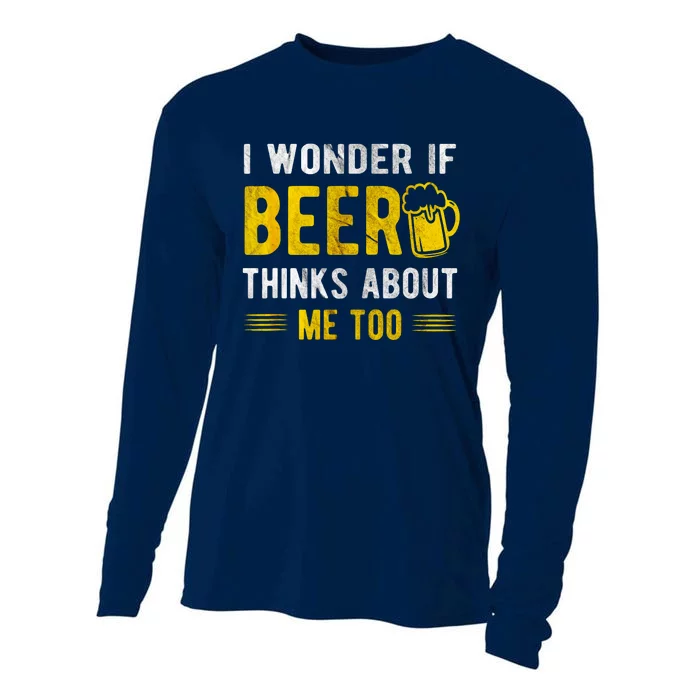 I Wonder If Beer Thinks About Me Too Cooling Performance Long Sleeve Crew