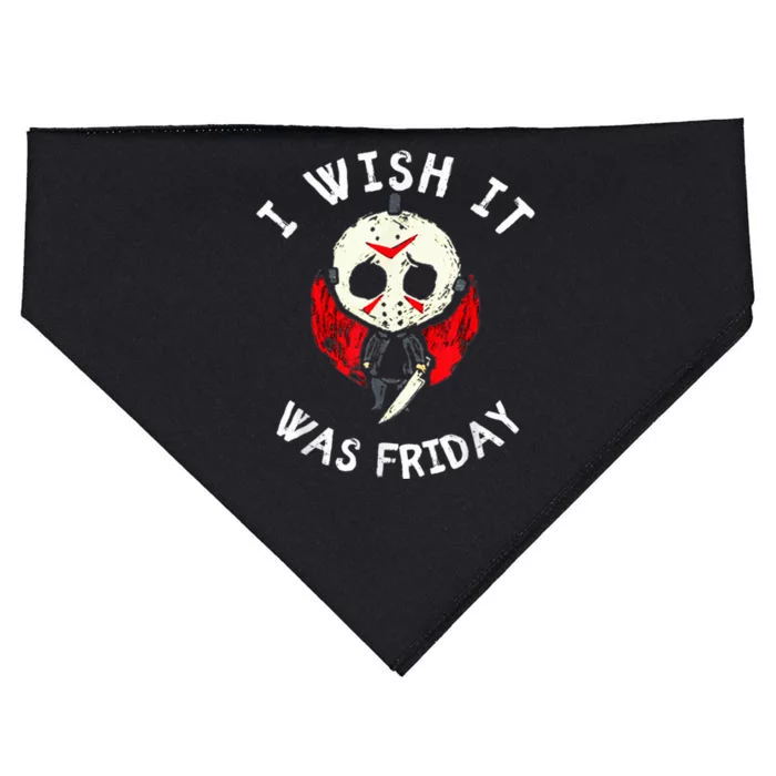 I Wish It Was Friday Funny Halloween Scary Holiday USA-Made Doggie Bandana