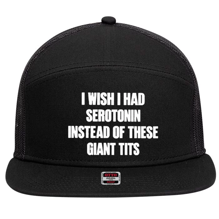 I Wish I Had Serotonin Instead Of These Giant Tits 7 Panel Mesh Trucker Snapback Hat