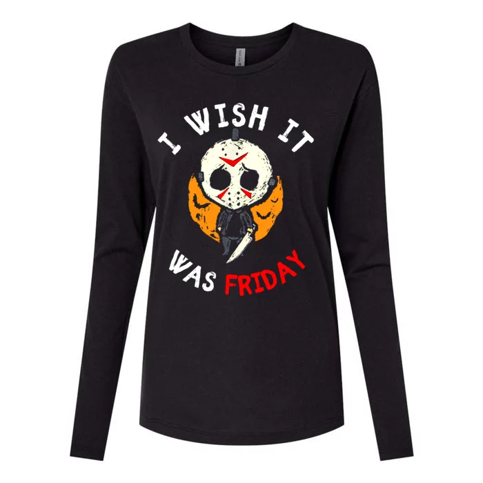 I Wish It Was Friday Funny Scary Friday Halloween Movie Womens Cotton Relaxed Long Sleeve T-Shirt