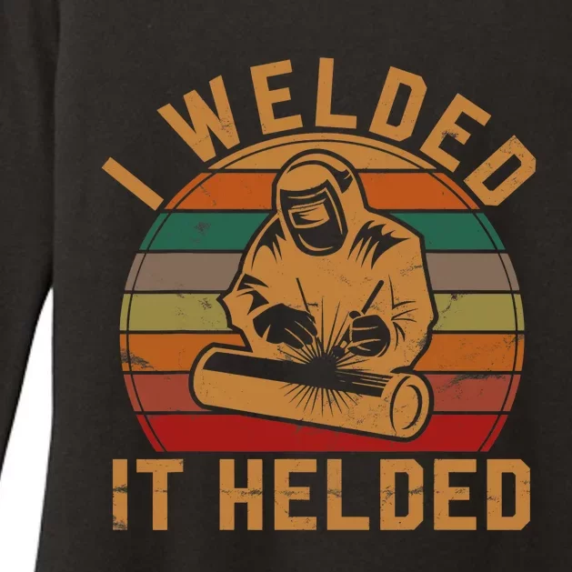 I Welded It Helded Welder Gift Fun Retro Welding Silhouette Womens CVC Long Sleeve Shirt