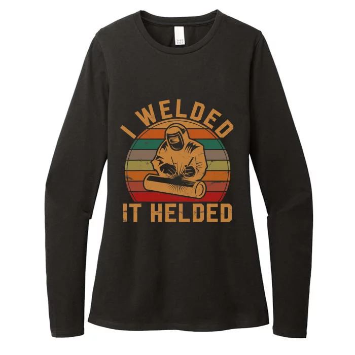 I Welded It Helded Welder Gift Fun Retro Welding Silhouette Womens CVC Long Sleeve Shirt